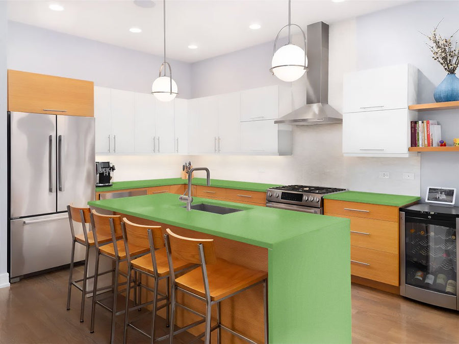 Avery Dennison SW900 Matte Metallic Green Apple Custom Kitchen Counter Wraps