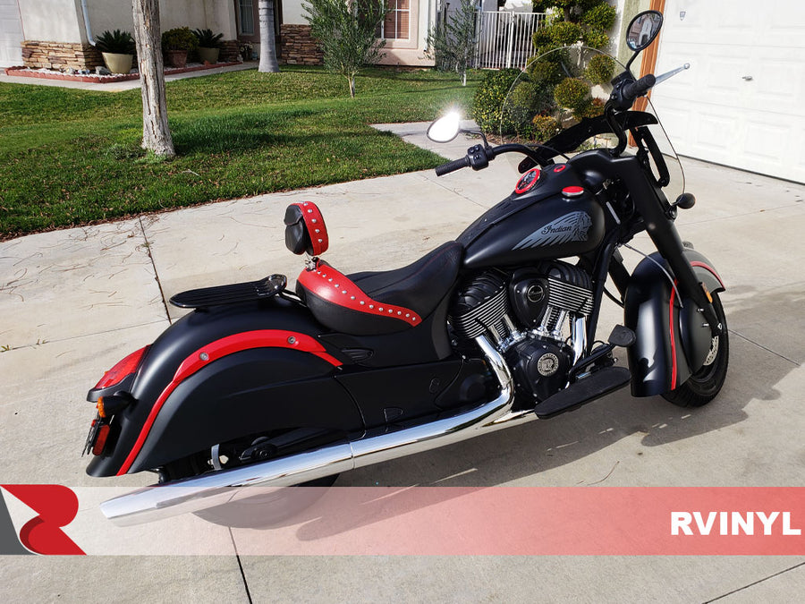 Avery SW 900 Satin Carmine Red Supreme Wrapping Film Motorcycle Rear View Wrap