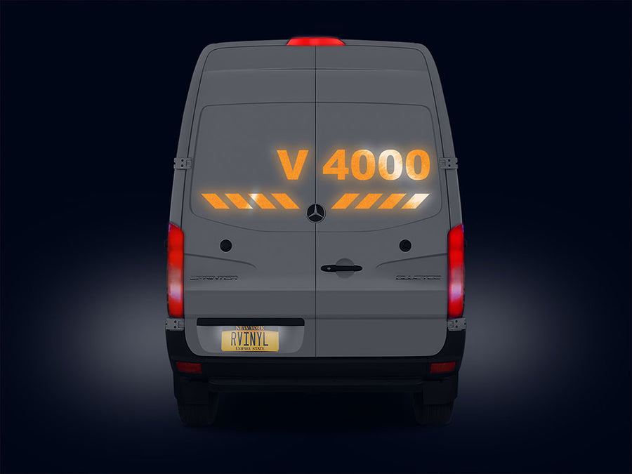 Avery V4000 Orange Reflective Sign Night Time View