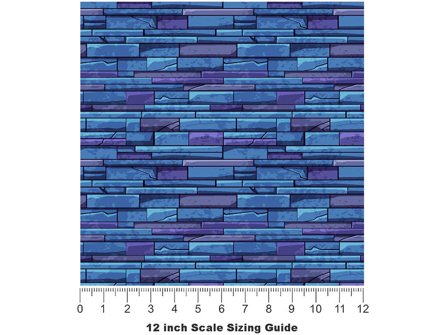 Azure  Brick Vinyl Film Pattern Size 12 inch Scale~Rwraps Azure  Brick Sizing Chart~3