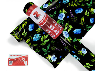 azure rose floral Craft Vinyl Roll