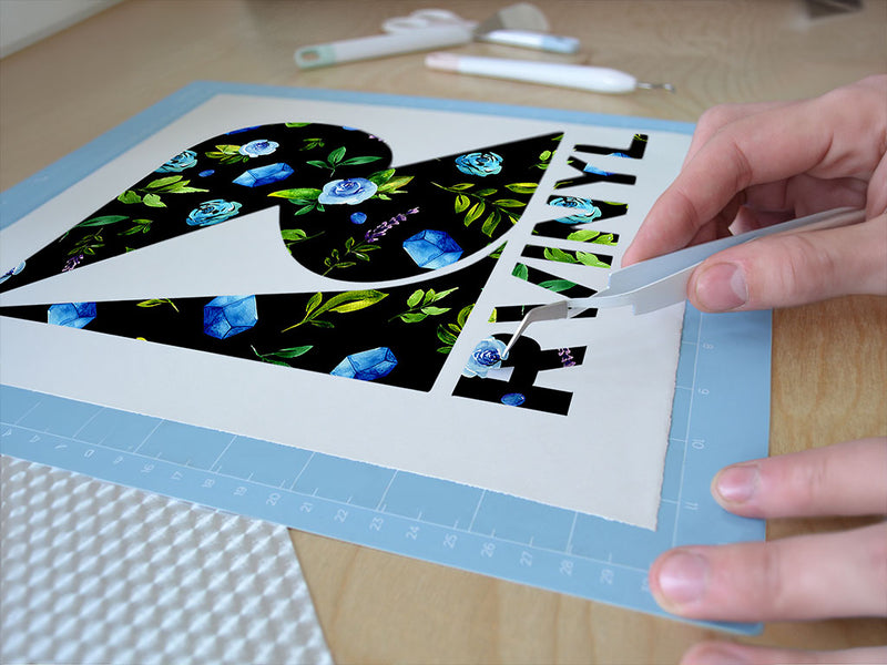 azure rose floral Easy Weed Craft Vinyl