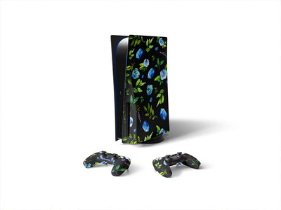 azure rose floral Sony PS5 DIY Skin