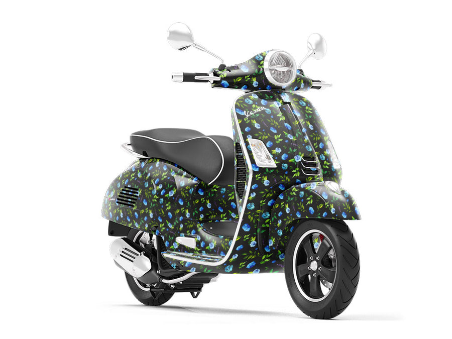 Azure Rose Floral Vespa Scooter Wrap Film