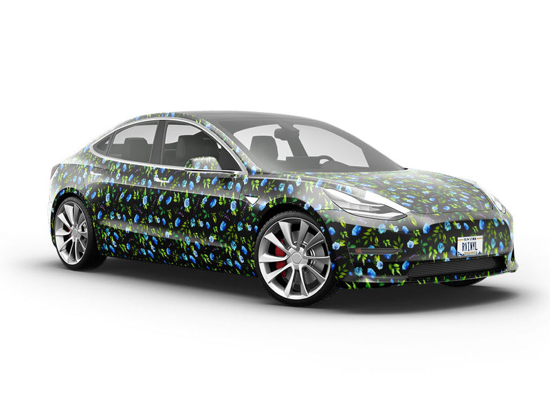 Azure Rose Floral Vehicle Vinyl Wrap