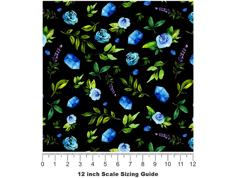 Azure Rose Floral Vinyl Film Pattern Size 12 inch Scale~Rwraps Azure Rose Floral Sizing Chart~2