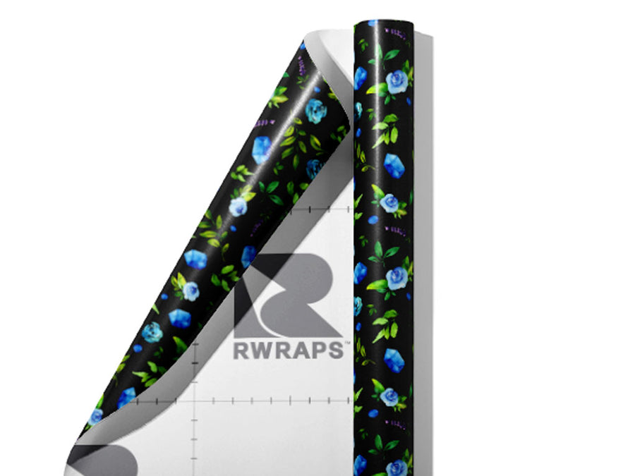 Azure Rose Floral Wrap Film Sheets~Rwraps Series 914 Azure Rose Floral Scrolled Sheet~3