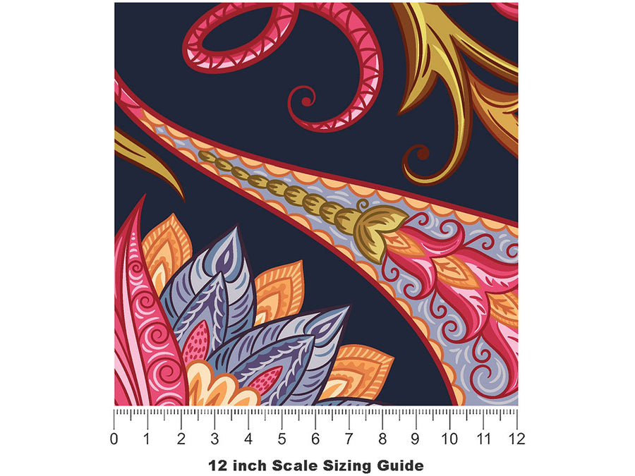 Babushka Babushka Paisley Vinyl Film Pattern Size 12 inch Scale~Rwraps Babushka Babushka Paisley Sizing Chart~2
