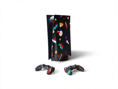 background retro abstract geometric Sony PS5 DIY Skin