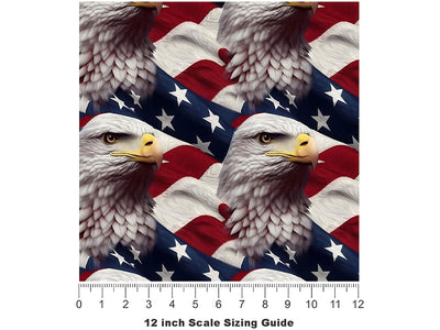 Bald Eagle Americana Vinyl Film Pattern Size 12 inch Scale~Rwraps Bald Eagle Americana Sizing Chart~3