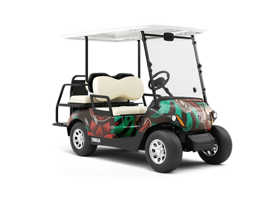Bali Mask Asian Wrapped Golf Cart