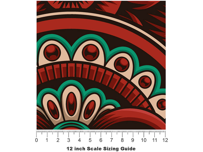 Bali Mask Asian Vinyl Film Pattern Size 12 inch Scale~Rwraps Bali Mask Asian Sizing Chart~2