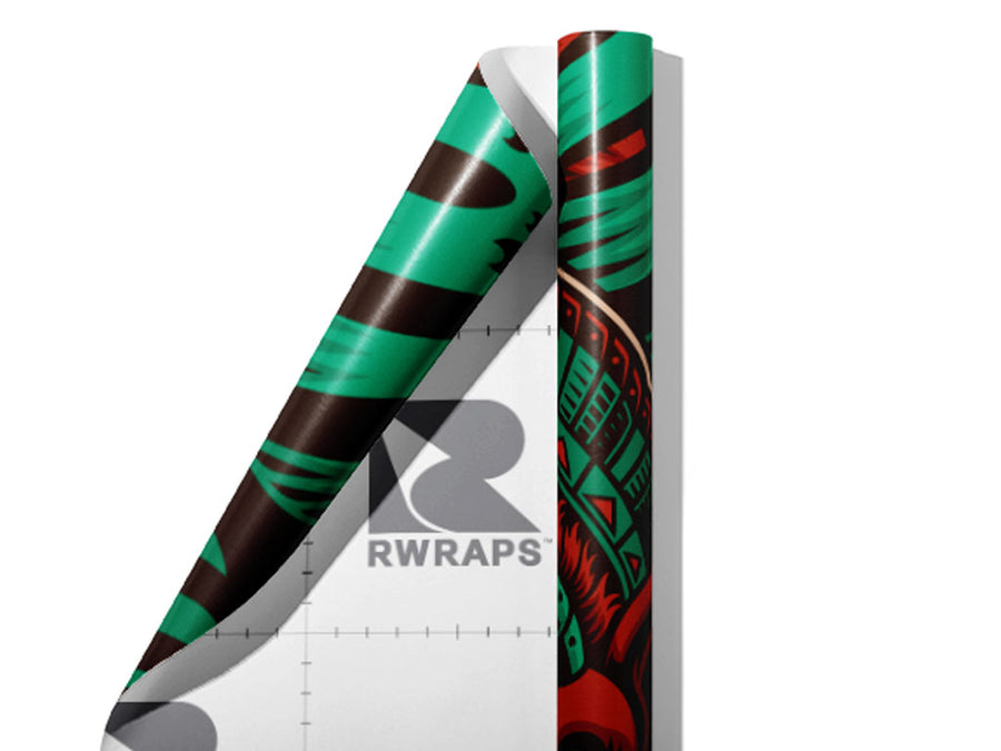 Bali Mask Asian Wrap Film Sheets~Rwraps Series 914 Bali Mask Asian Scrolled Sheet~3