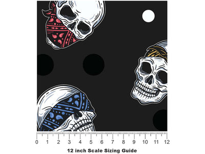 Bandana Three Monkeys Halloween Vinyl Film Pattern Size 12 inch Scale~Rwraps Bandana Three Monkeys Halloween Sizing Chart~2
