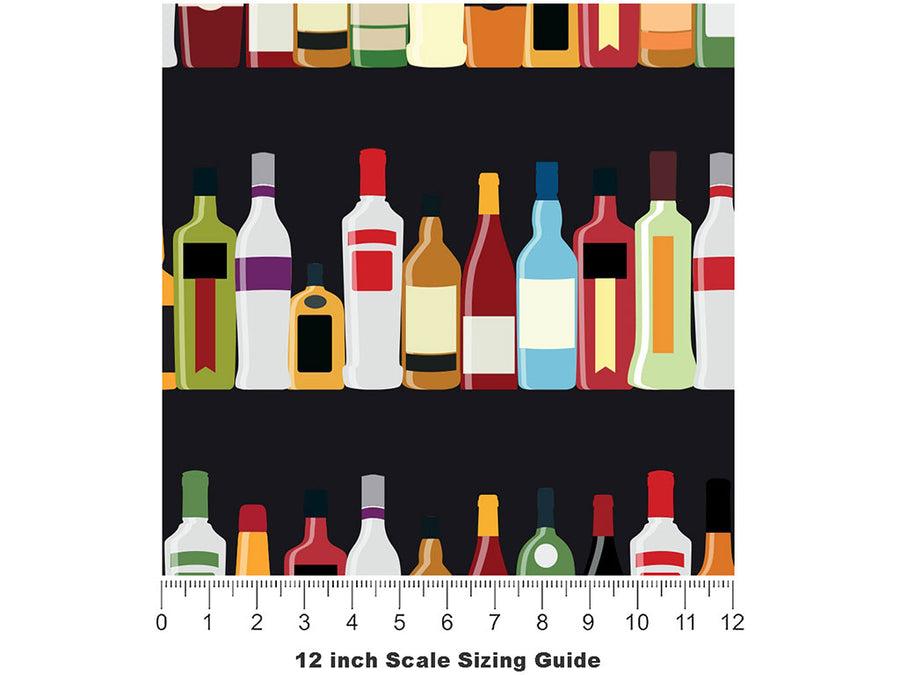 Bar View Alcohol Vinyl Film Pattern Size 12 inch Scale~Rwraps Bar View Alcohol Sizing Chart~2
