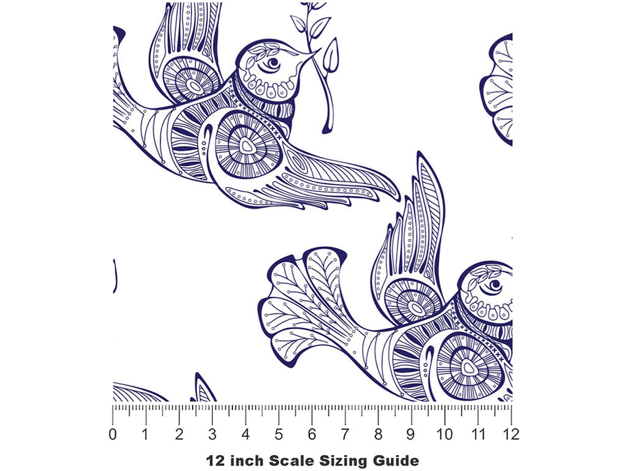Barbary Tessellations Birds Vinyl Film Pattern Size 12 inch Scale~Rwraps Barbary Tessellations Birds Sizing Chart~2