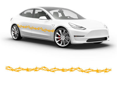 3M Sunflower Yellow Barbed Wire Body Graphic~Full Side Auto Decal Kit~0