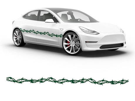 3M Dark Green Barbed Wire Body Graphic~Full Side Auto Decal Kit~0