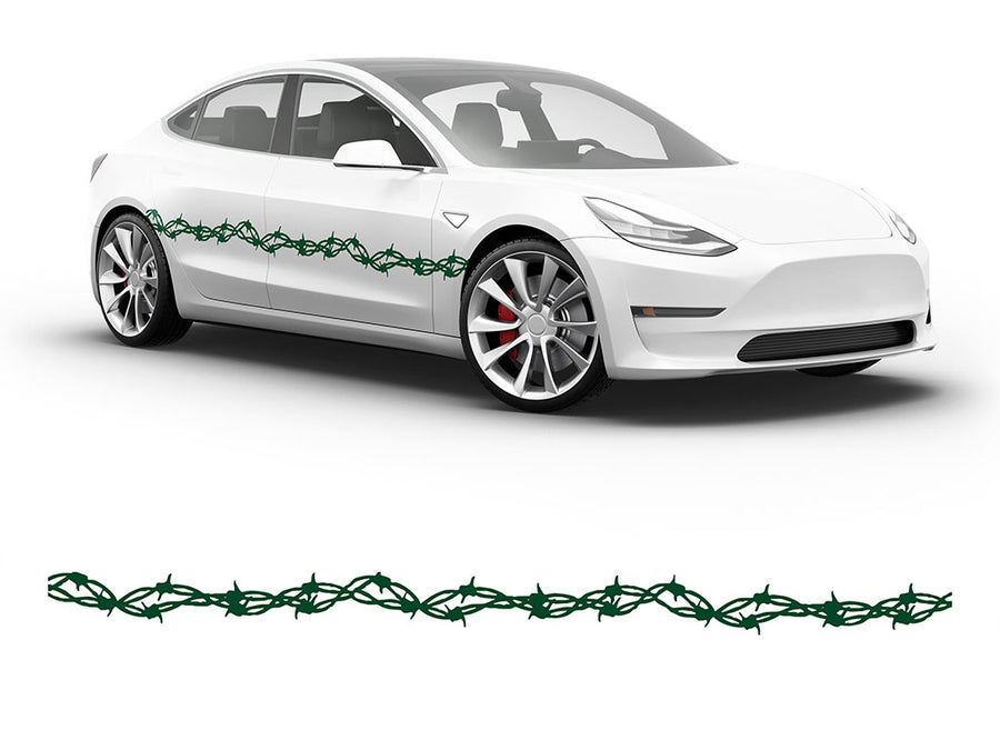 3M Dark Green Barbed Wire Body Graphic~Full Side Auto Decal Kit~0