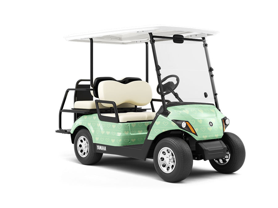 Bashful Teal Heart Wrapped Golf Cart