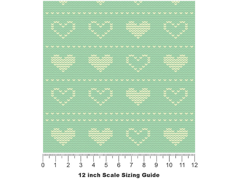 Bashful Teal Heart Vinyl Film Pattern Size 12 inch Scale~Rwraps Bashful Teal Heart Sizing Chart~2