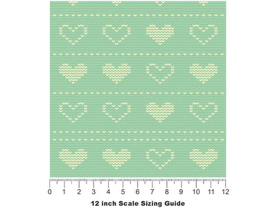 Bashful Teal Heart Vinyl Film Pattern Size 12 inch Scale~Rwraps Bashful Teal Heart Sizing Chart~2