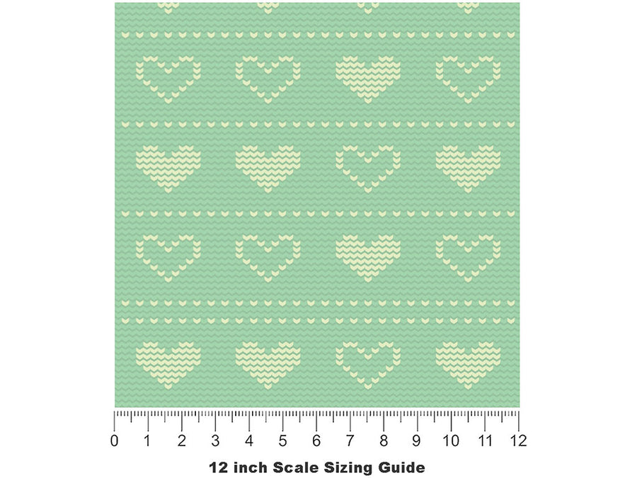 Bashful Teal Heart Vinyl Film Pattern Size 12 inch Scale~Rwraps Bashful Teal Heart Sizing Chart~2