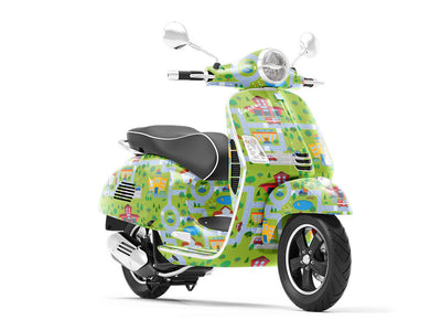 Basic Necessities Cityscape Vespa Scooter Wrap Film