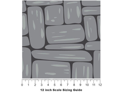 Battleship Grey Brick Vinyl Film Pattern Size 12 inch Scale~Rwraps Battleship Grey Brick Sizing Chart~3