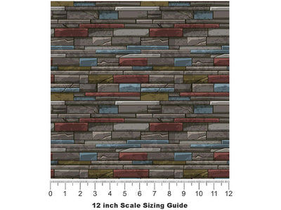 Battleship Grey Brick Vinyl Film Pattern Size 12 inch Scale~Rwraps Battleship Grey Brick Sizing Chart~3