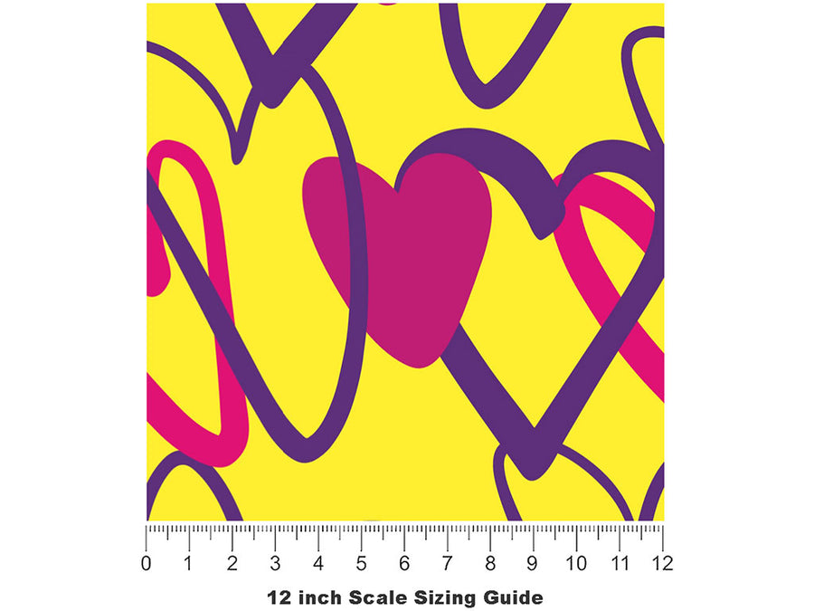Be Mine Heart Vinyl Film Pattern Size 12 inch Scale~Rwraps Be Mine Heart Sizing Chart~2