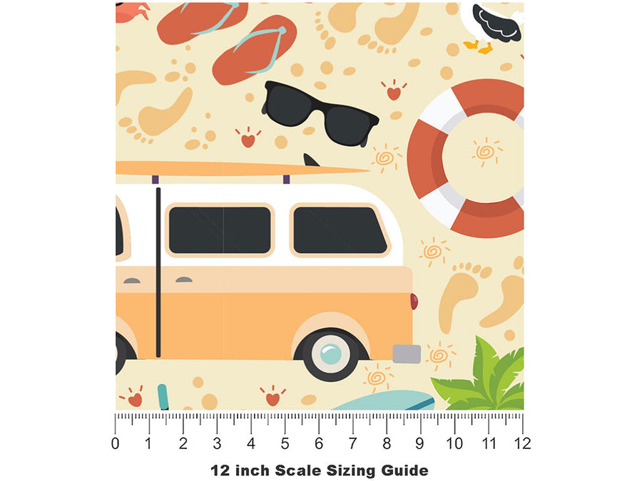 Beach Life Summertime Vinyl Film Pattern Size 12 inch Scale~Rwraps Beach Life Summertime Sizing Chart~2