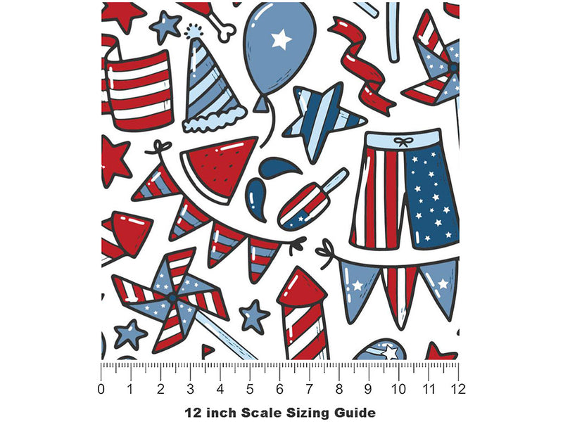 Beach Party Americana Vinyl Film Pattern Size 12 inch Scale~Rwraps Beach Party Americana Sizing Chart~3