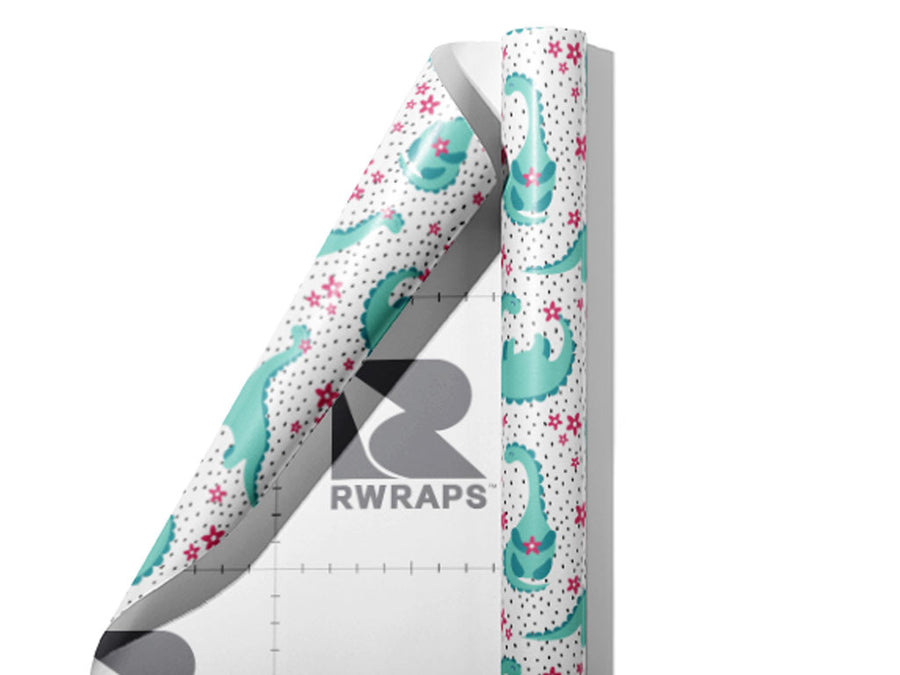 Beaming Brontosaurs Dinosaur Wrap Film Sheets~Rwraps Series 914 Beaming Brontosaurs Dinosaur Scrolled Sheet~3