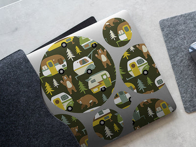bear attack camping DIY Laptop Stickers