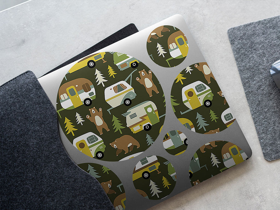 bear attack camping DIY Laptop Stickers