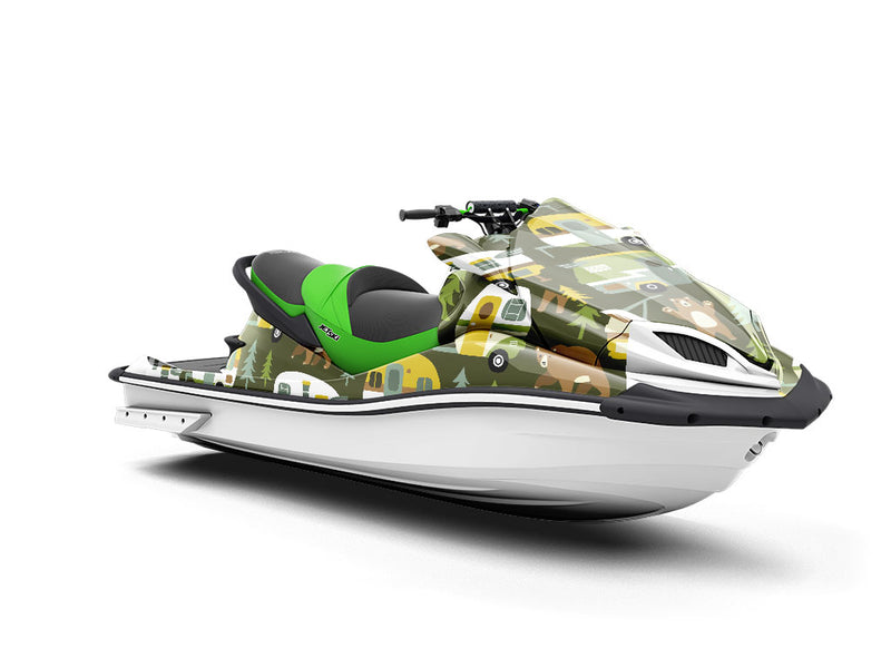 Bear Attack Camping Jet Ski Vinyl Customized Wrap