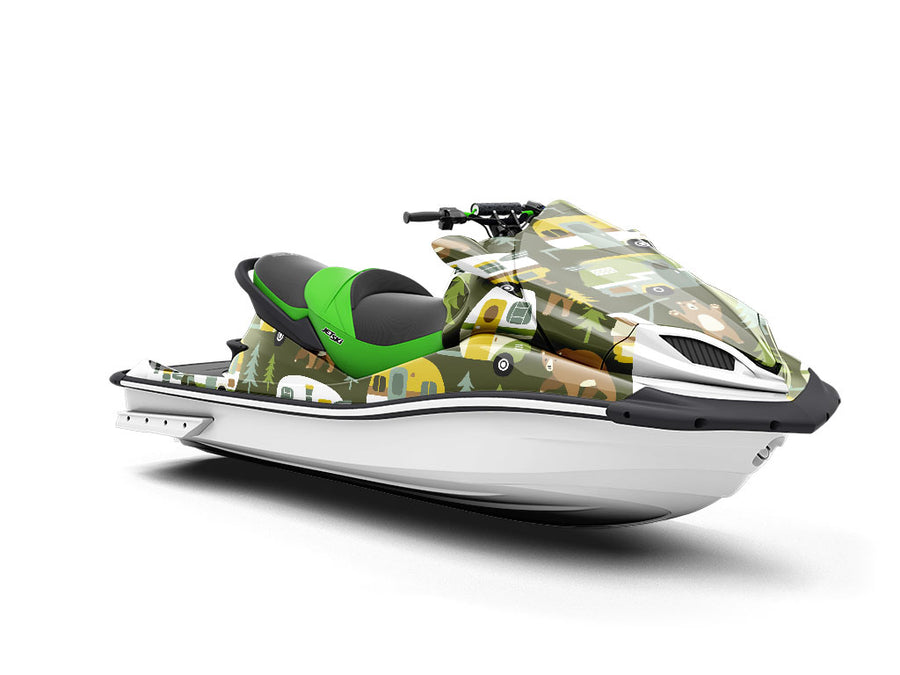Bear Attack Camping Jet Ski Vinyl Customized Wrap