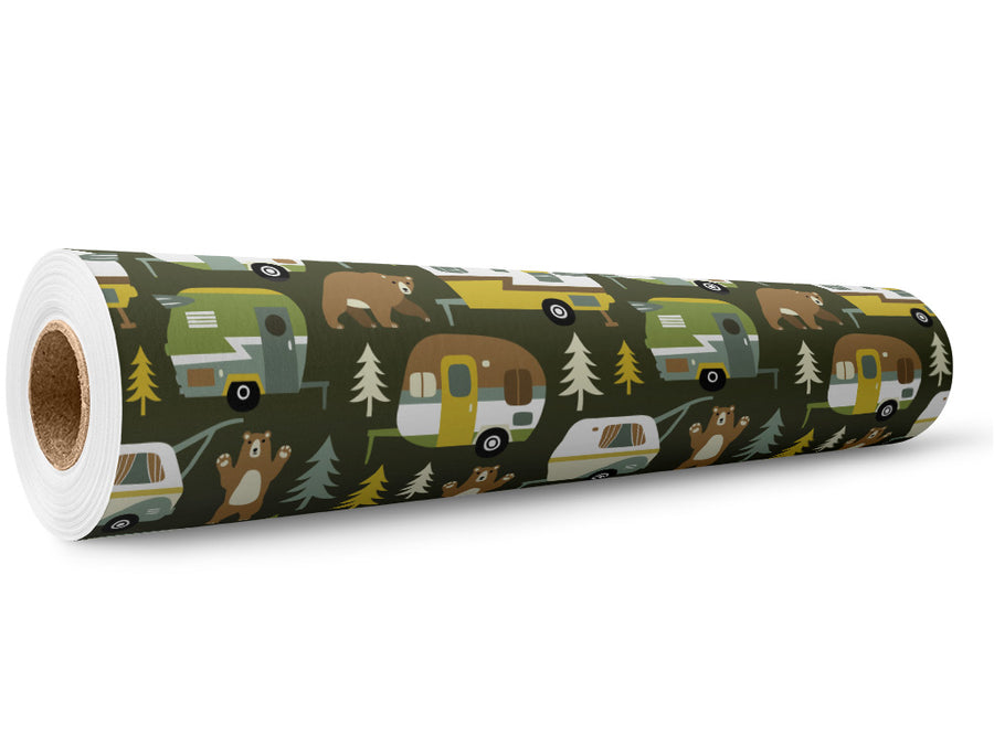 Bear Attack Camping Wrap Film Wholesale Roll~Rwraps Series 914 Digitally Printed Vinyl Roll~5