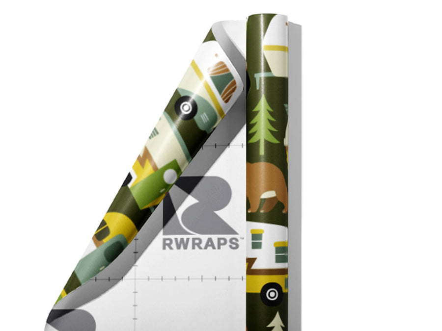 Bear Attack Camping Wrap Film Sheets~Rwraps Series 914 Bear Attack Camping Scrolled Sheet~3