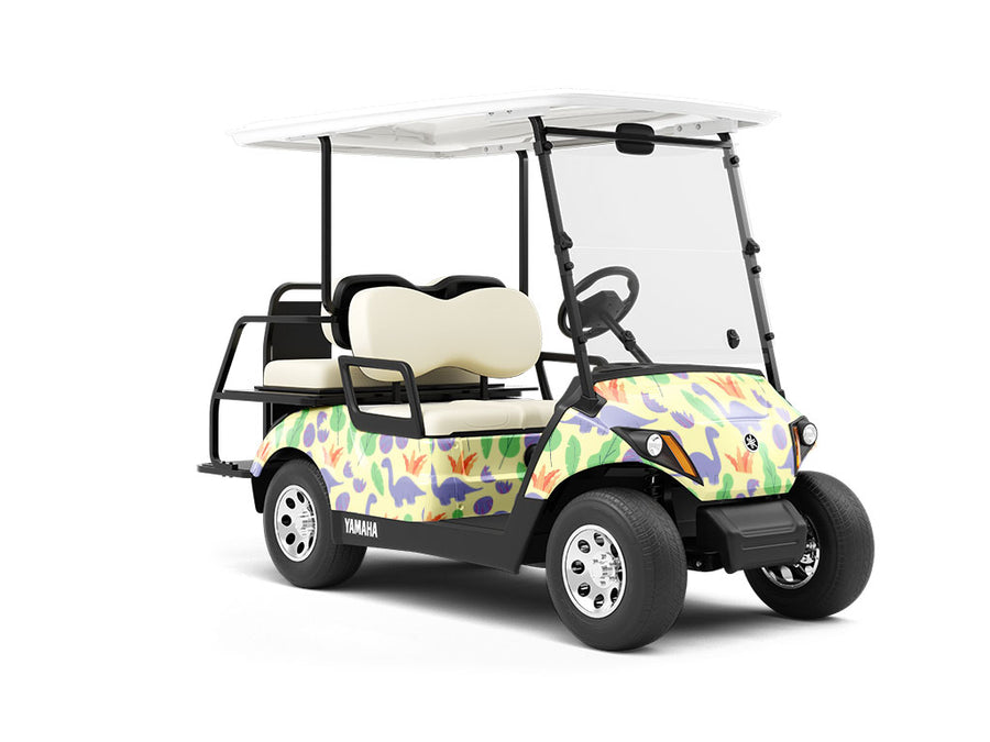 Beatific Brontosaurs Dinosaur Wrapped Golf Cart