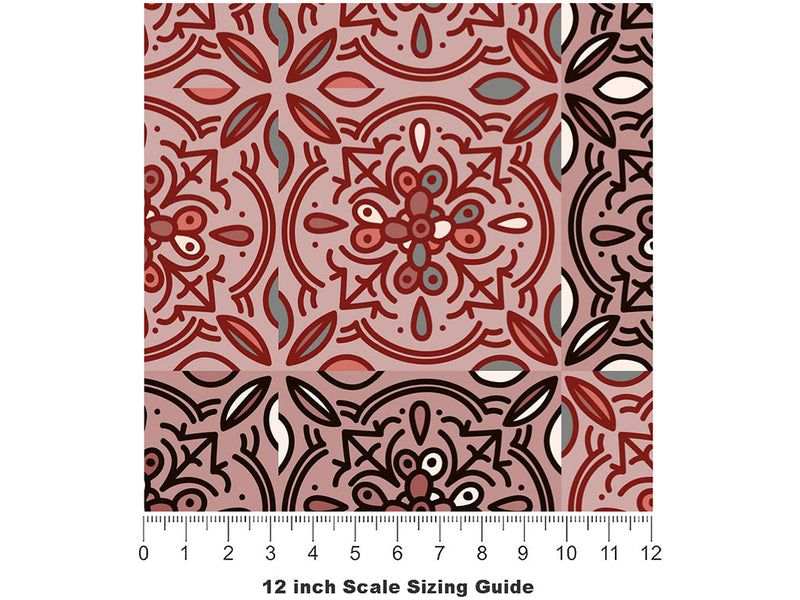 Begonia Tile Vinyl Film Pattern Size 12 inch Scale~Rwraps Begonia Tile Sizing Chart~3