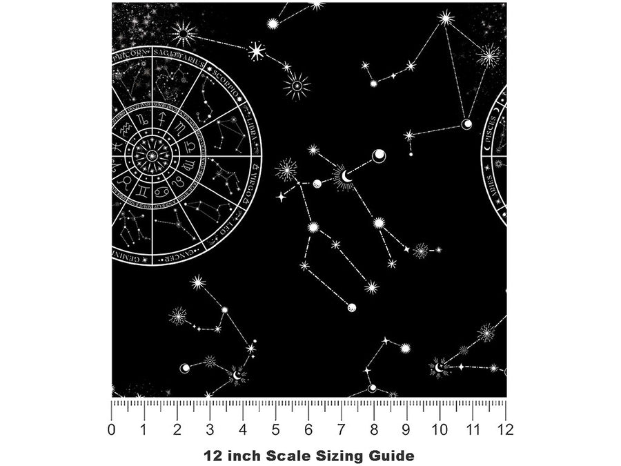 Black Aeons Astrology Vinyl Film Pattern Size 12 inch Scale~Rwraps Black Aeons Astrology Sizing Chart~2