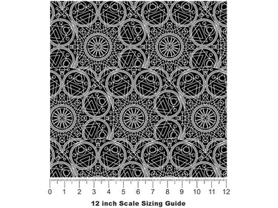 Black Alchemy Mandala Vinyl Film Pattern Size 12 inch Scale~Rwraps Black Alchemy Mandala Sizing Chart~2