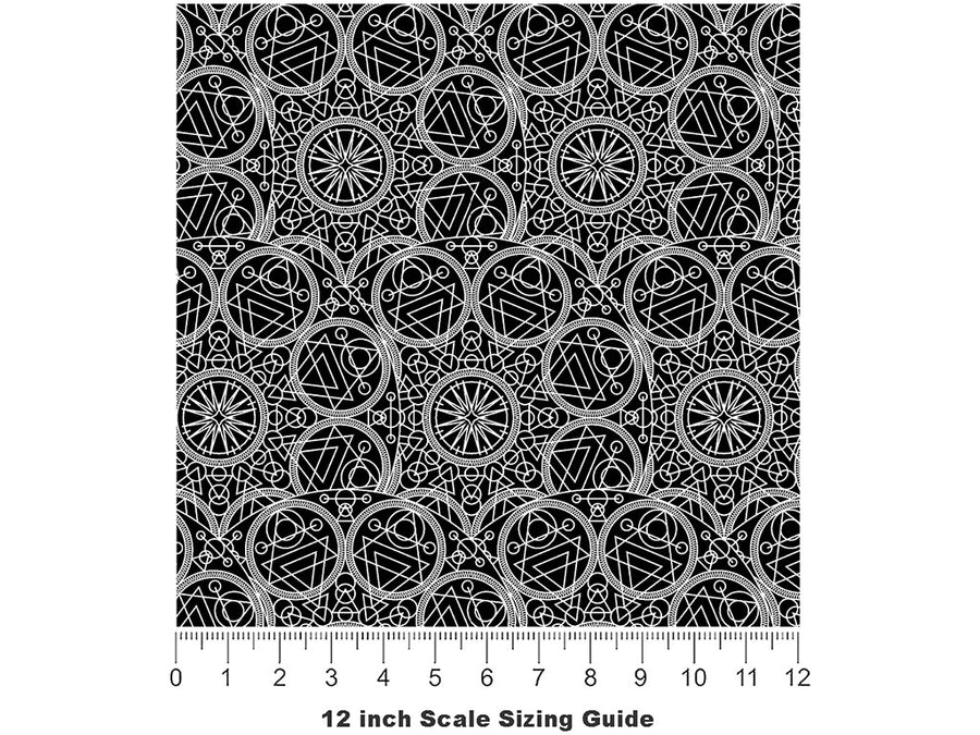 Black Alchemy Mandala Vinyl Film Pattern Size 12 inch Scale~Rwraps Black Alchemy Mandala Sizing Chart~2