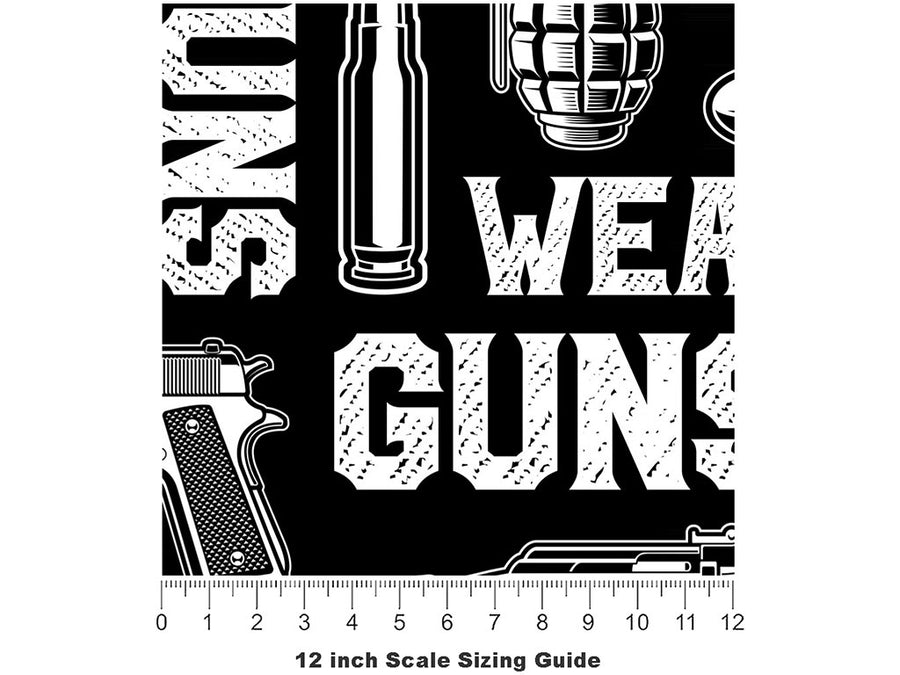 Black Arsenal Weapon Vinyl Film Pattern Size 12 inch Scale~Rwraps Black Arsenal Weapon Sizing Chart~2