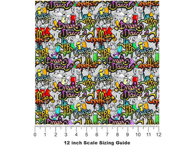 Black Book Graffiti Vinyl Film Pattern Size 12 inch Scale~Rwraps Black Book Graffiti Sizing Chart~2