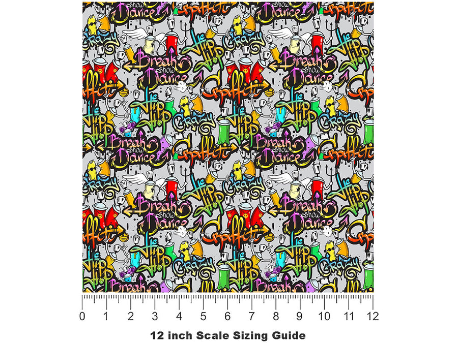 Black Book Graffiti Vinyl Film Pattern Size 12 inch Scale~Rwraps Black Book Graffiti Sizing Chart~2