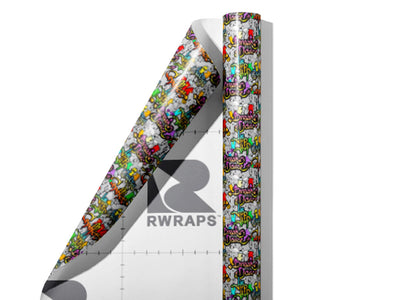 Black Book Graffiti Wrap Film Sheets~Rwraps Series 914 Black Book Graffiti Scrolled Sheet~3