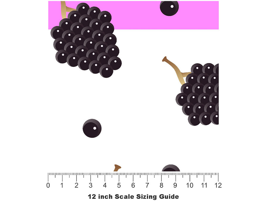 Black Cascade Fruit Vinyl Film Pattern Size 12 inch Scale~Rwraps Black Cascade Fruit Sizing Chart~2